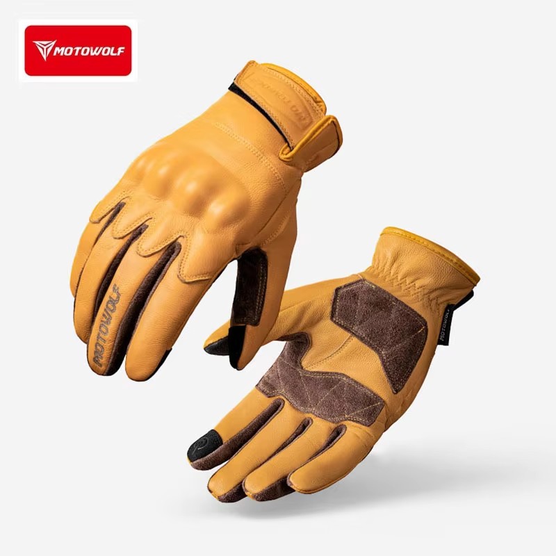 Motorcycle Glove Knuckle - Leren motorhandschoenen Retro rijhandschoenen Vintage Rider