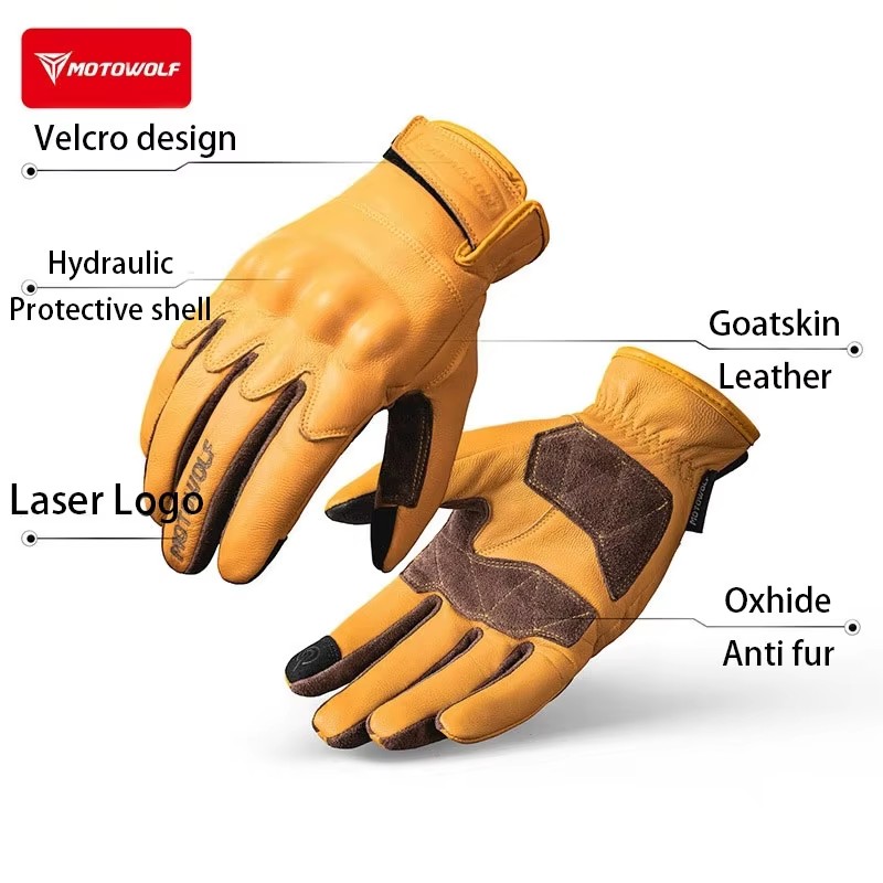 Leren motorhandschoenen Retro  - Motorcycle Glove Knuckle recensie en prijs